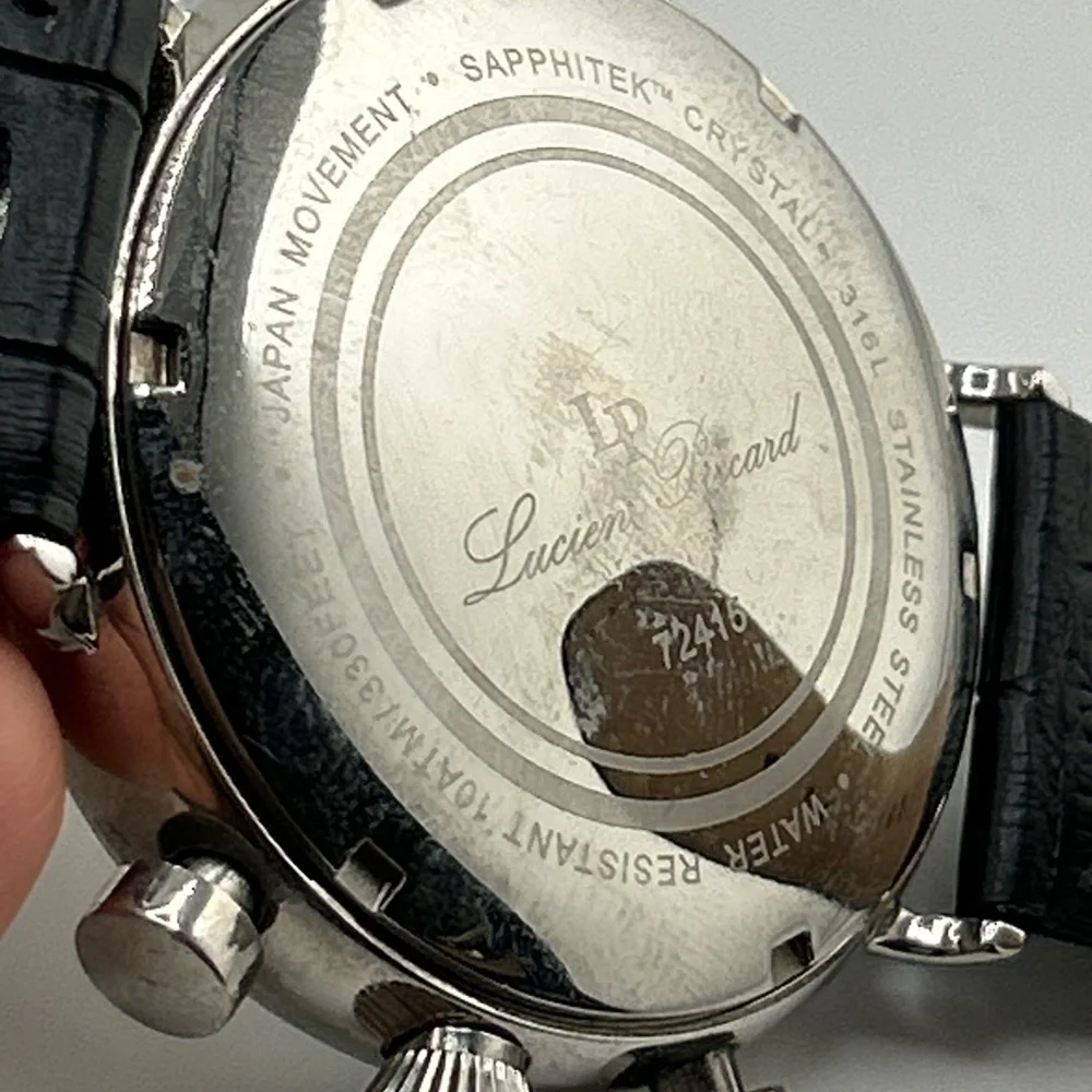Lucien Piccard 72415 Silver and Black Chronograph Watch #563